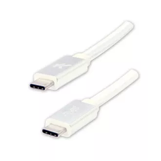 Kabel USB z logo (3.2 gen 1), USB C męski - USB C męski, 1 m, 5 Gb/s, 5 V/3 A, biały, pudełko, nylonowy oplot, aluminiowa osłona złącza