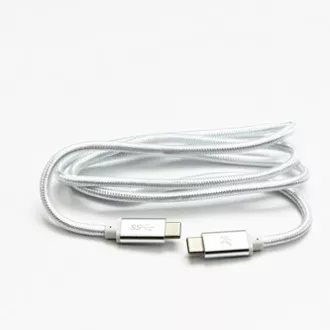 Kabel USB z logo (3.2 gen 1), USB C męski - USB C męski, 1 m, 5 Gb/s, 5 V/3 A, biały, pudełko, nylonowy oplot, aluminiowa osłona złącza