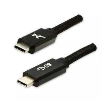 Kabel USB z logo (3.2 gen 1), USB C męski - USB C męski, 2 m, 5 Gb/s, 5 V/3 A, czarny, pudełko, nylonowy oplot, aluminiowa osłona złącza
