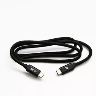 Kabel USB z logo (3.2 gen 1), USB C męski - USB C męski, 2 m, 5 Gb/s, 5 V/3 A, czarny, pudełko, nylonowy oplot, aluminiowa osłona złącza