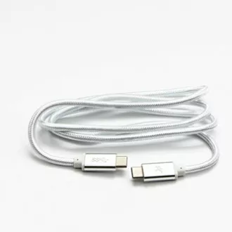 Kabel USB z logo (3.2 gen 1), USB C męski - USB C męski, 2 m, 5 Gb/s, 5 V/3 A, biały, pudełko, nylonowy oplot, aluminiowa osłona złącza