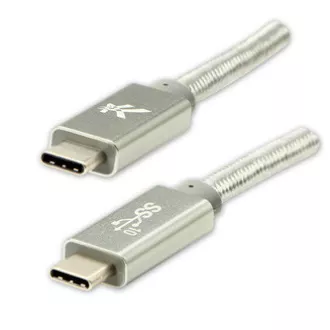Kabel USB z logo (3.2 gen. 2), USB C męski - USB C męski, 1 m, Power Delivery 100 W, 10 Gb/s, 20 V/5 A, srebrny, pudełko, nylonowy oplot Kabel USB z logo (3.2 gen. 2), USB C męski - USB C męski, 1 m, Power Delivery 100 W, 10 Gb/s, 20 V/5 A, srebrny, pudełko, nylonowy oplot