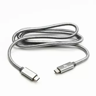 Kabel USB z logo (3.2 gen. 2), USB C męski - USB C męski, 1 m, Power Delivery 100 W, 10 Gb/s, 20 V/5 A, srebrny, pudełko, nylonowy oplot Kabel USB z logo (3.2 gen. 2), USB C męski - USB C męski, 1 m, Power Delivery 100 W, 10 Gb/s, 20 V/5 A, srebrny, pudełko, nylonowy oplot