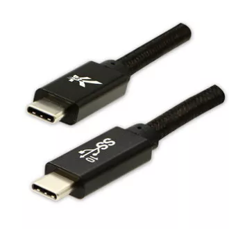 Kabel USB z logo (3.2 gen 2), USB C męski - USB C męski, 1 m, Power Delivery 100 W, 10 Gb/s, 20 V/5 A, czarny, pudełko, nylonowy oplot,