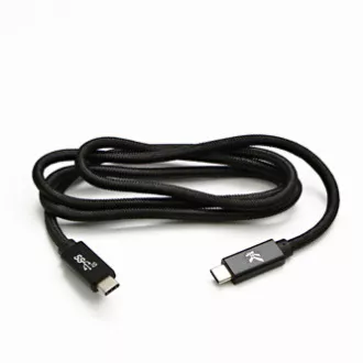 Kabel USB z logo (3.2 gen 2), USB C męski - USB C męski, 1 m, Power Delivery 100 W, 10 Gb/s, 20 V/5 A, czarny, pudełko, nylonowy oplot,