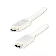 Kabel USB z logo (3.2 gen. 2), USB C męski - USB C męski, 1 m, Power Delivery 100 W, 10 Gb/s, 20 V/5 A, biały, pudełko, nylonowy oplot, h