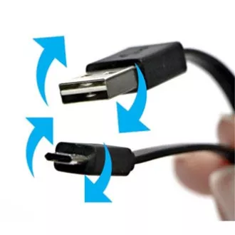 Kabel USB (2.0), USB A męski odwracalny - microUSB męski odwracalny, 0,3 m, płaski, czarny, odwracalny, WYPRZEDAŻ