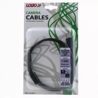 Kabel USB z logo (2.0), USB A męski - 8-stykowy męski, 31179, 1,8 m, czarny, blister, MINOLTA