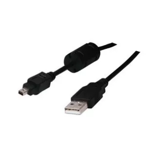 Kabel USB z logo (2.0), USB A męski - 4-pinowy męski, 1,8 m, czarny, blister, FUJI Kabel USB z logo (2.0), USB A męski - 4-pinowy męski, 1,8 m, czarny, blister, FUJI