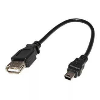 Kabel USB (2.0), miniUSB męski - USB A żeński, 0,2 m, czarny Kabel USB (2.0), miniUSB męski - USB A żeński, 0,2 m, czarny