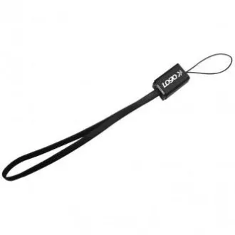 Kabel USB z logo (2.0), USB A męski - miniUSB męski, 0,3 m, czarny, pętla na aparat, WYPRZEDAŻ