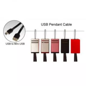 Kabel USB z logo (2.0), USB A męski - miniUSB męski, 0,3 m, czarny, pętla na aparat, WYPRZEDAŻ