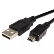 Kabel USB z logo (2.0), USB A męski - miniUSB męski, 1 m, czarny, blister