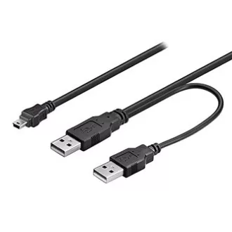 Kabel USB z logo (2.0), 2x USB A męskie - miniUSB męskie, 0,6 m, czarny, blister, WYPRZEDAŻ Kabel USB z logo (2.0), 2x USB A męskie - miniUSB męskie, 0,6 m, czarny, blister, WYPRZEDAŻ