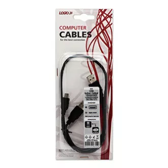 Kabel USB z logo (2.0), 2x USB A męskie - miniUSB męskie, 0,6 m, czarny, blister, WYPRZEDAŻ Kabel USB z logo (2.0), 2x USB A męskie - miniUSB męskie, 0,6 m, czarny, blister, WYPRZEDAŻ