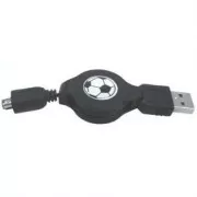 Kabel USB z logo (1.1), USB A męski - 4-pinowy męski, 0,7 m, zwijany, czarny, HIROSE