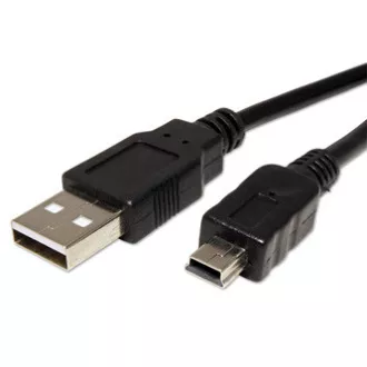 Kabel USB z logo (2.0), USB A męski - miniUSB męski, 1,8 m, czarny, blister