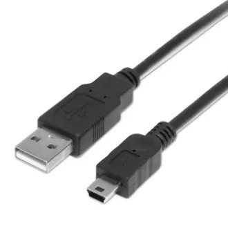 Kabel USB z logo (2.0), USB A męski - miniUSB męski, 1,8 m, czarny, blister