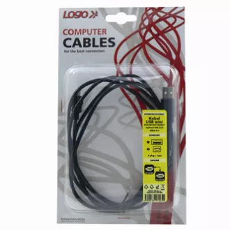 Kabel USB z logo (2.0), USB A męski - miniUSB męski, 1,8 m, czarny, blister