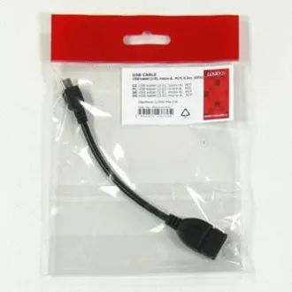 Kabel USB z logo (2.0), microUSB męski - USB A żeński, 0,15 m, OTG, czarny, WYPRZEDAŻ Kabel USB z logo (2.0), microUSB męski - USB A żeński, 0,15 m, OTG, czarny, WYPRZEDAŻ