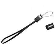 Kabel USB z logo (2.0), USB A męski - microUSB męski, 0,3 m, czarny, pętla do aparatu/odtwarzacza MP3, WYPRZEDAŻ