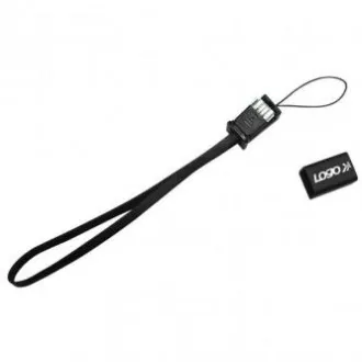 Kabel USB z logo (2.0), USB A męski - microUSB męski, 0,3 m, czarny, pętla do aparatu/odtwarzacza MP3, WYPRZEDAŻ