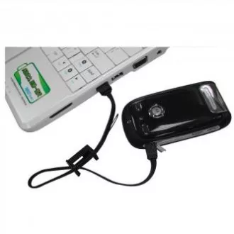 Kabel USB z logo (2.0), USB A męski - microUSB męski, 0,3 m, czarny, pętla do aparatu/odtwarzacza MP3, WYPRZEDAŻ