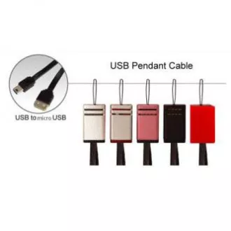 Kabel USB z logo (2.0), USB A męski - microUSB męski, 0,3 m, czarny, pętla do aparatu/odtwarzacza MP3, WYPRZEDAŻ