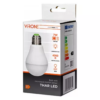 Żarówka LED Virone E27, 220-240V, 7W, 825lm, 4000k, neutralna biel, 25000h, z czujnikiem ruchu