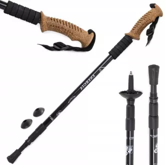 Kije trekkingowe Nordic Walking z ergonomiczną korkową rączką, 135 cm, 2 szt.