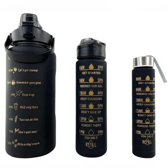 Motywacyjna butelka sportowa 3w1, 2000 ml 900 ml 300 ml Motywacyjna butelka sportowa 3w1, 2000 ml 900 ml 300 ml