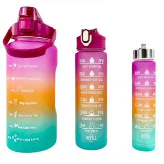 Motywacyjna butelka sportowa 3w1, 2000 ml 900 ml 300 ml Motywacyjna butelka sportowa 3w1, 2000 ml 900 ml 300 ml