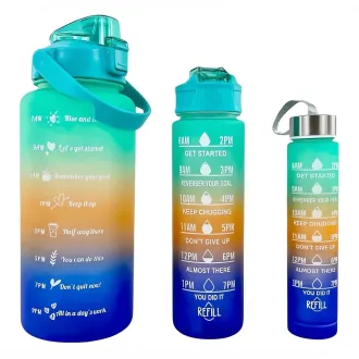 Motywacyjna butelka sportowa 3w1, 2000 ml 900 ml 300 ml Motywacyjna butelka sportowa 3w1, 2000 ml 900 ml 300 ml