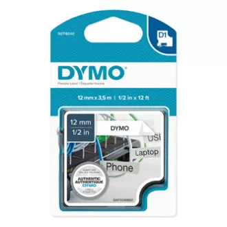 Oryginalna taśma do drukarek etykiet Dymo, Dymo, 16957, S0718040, czarny nadruk/biały podkład, 3,5 m, 12 mm, D1 specjalna - elastyczna