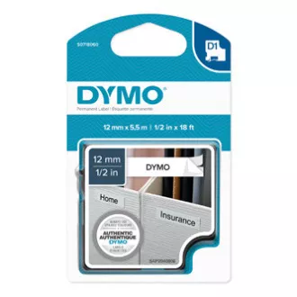 Oryginalna taśma do drukarek etykiet Dymo, Dymo, 16959, S0718060, czarny nadruk/biały podkład, 5,5 m, 12 mm, D1, specjalna - trwała