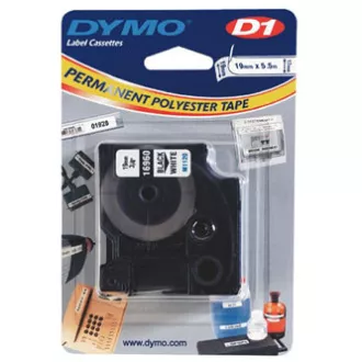 Oryginalna taśma do drukarek etykiet Dymo, Dymo, 16960, S0718070, czarny nadruk/biały podkład, 5,5 m, 19 mm, D1, specjalna - trwała