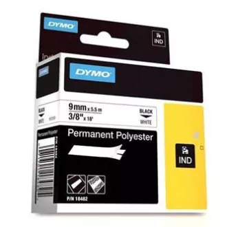 Oryginalna taśma Dymo do drukarek etykiet, Dymo, 18482, czarny nadruk/biały podkład, 5,5 m, 9 mm, RHINO poliester permanentny D1 Oryginalna taśma Dymo do drukarek etykiet, Dymo, 18482, czarny nadruk/biały podkład, 5,5 m, 9 mm, RHINO poliester permanentny D1