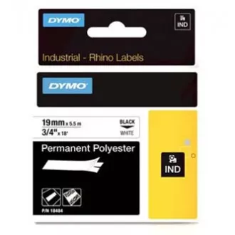 Oryginalna taśma Dymo do drukarek etykiet, Dymo, 18484, czarny nadruk/biały podkład, 5,5 m, 19 mm, RHINO poliester permanentny D1