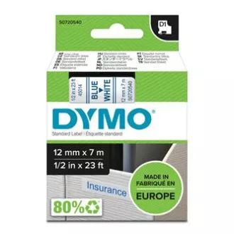 Oryginalna taśma do drukarek etykiet Dymo, Dymo, 45014, S0720540, niebieski nadruk/biały podkład, 7m, 12mm, D1