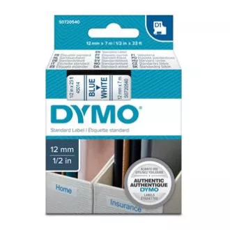 Oryginalna taśma do drukarek etykiet Dymo, Dymo, 45014, S0720540, niebieski nadruk/biały podkład, 7m, 12mm, D1
