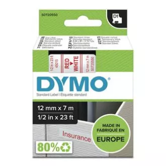 Oryginalna taśma do drukarek etykiet Dymo, Dymo, 45015, S0720550, czerwony nadruk/biały podkład, 7m, 12mm, D1