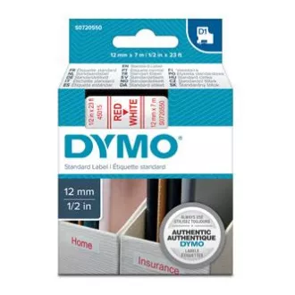 Oryginalna taśma do drukarek etykiet Dymo, Dymo, 45015, S0720550, czerwony nadruk/biały podkład, 7m, 12mm, D1
