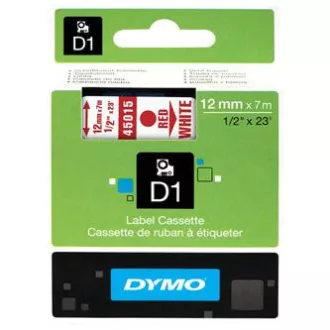 Oryginalna taśma do drukarek etykiet Dymo, Dymo, 45015, S0720550, czerwony nadruk/biały podkład, 7m, 12mm, D1