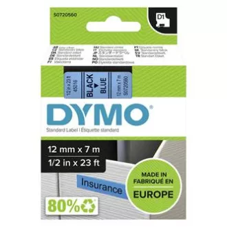 Dymo oryginalna taśma do drukarek etykiet, Dymo, 45016, S0720560, czarny nadruk/niebieski podkład, 7m, 12mm, D1