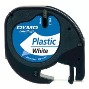 Oryginalna taśma Dymo do drukarek etykiet, Dymo, 91221, S0721660, czarny nadruk/biały podkład, 4 m, 12 mm, taśma plastikowa LetraTag