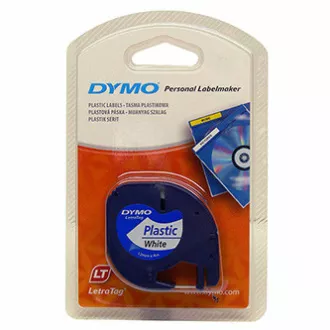 Oryginalna taśma Dymo do drukarek etykiet, Dymo, 91221, S0721660, czarny nadruk/biały podkład, 4 m, 12 mm, taśma plastikowa LetraTag