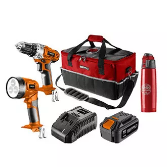 Zestaw narzędzi, akumulatorowy, 04-600-M4K, wiertarka/bateria/akumulator/ładowarka/butelka/torba, 18V, 6 części, Neo Tools