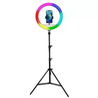 Powerton LIFE RING LIGHT, okrągła lampa 13", regulacja barwy i natężenia światła, uchwyt na telefon i statyw, NA SPRZEDAŻ