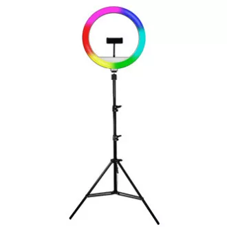 Powerton LIFE RING LIGHT, okrągła lampa 13", regulacja barwy i natężenia światła, uchwyt na telefon i statyw, NA SPRZEDAŻ
