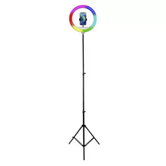 Powerton LIFE RING LIGHT, okrągła lampa 13", regulacja barwy i natężenia światła, uchwyt na telefon i statyw, NA SPRZEDAŻ
